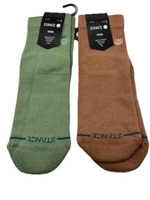 Stance Icon Quarter Casual Socks Mens Size Large L - Brown Sage 2 Pair Nwt