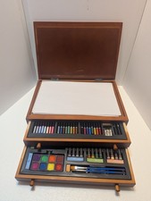 Gallery Tabletop 2-Drawer Easel Art Set 78 Piece Wooden Portable Box Good Used