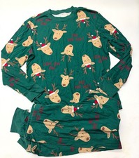 Carter s Adult Reindeer 100 Cotton Snug Fit 2-Piece Pajamas Green Christmas