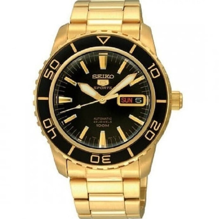 SEIKO 5 Sports SNZH60K1 Automatic Watch Steel Gold 7S36 Day Date