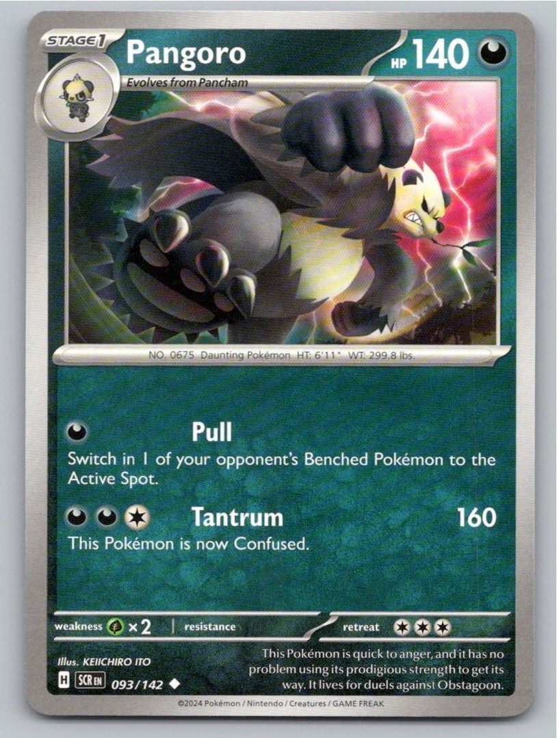 2024 POKEMON PANGORO STELLAR CROWN 93/142 UNCOMMON NM A36334 FREE S&H