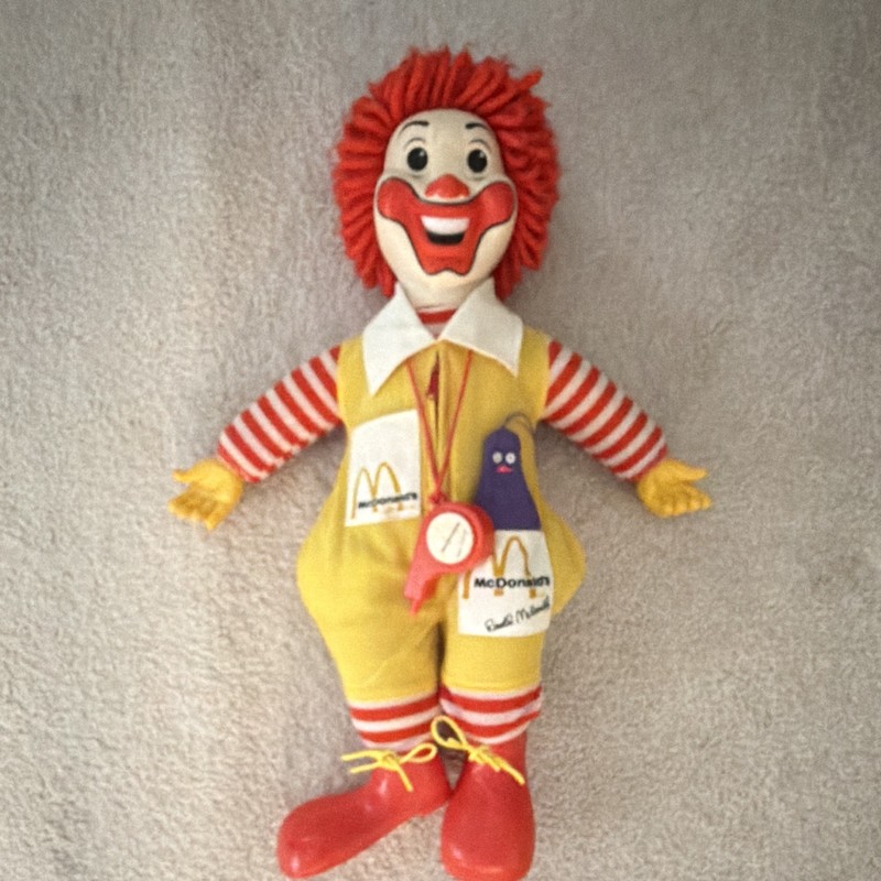 McDonald's Ronald McDonald Plush Advertising Doll Yellow Outfit 1977