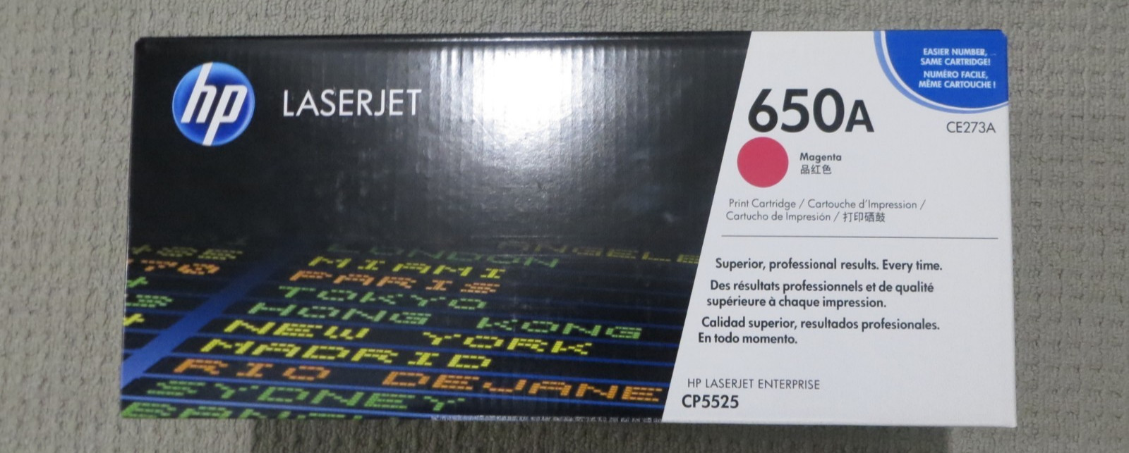 HP Laser Jet 650A CE273A Magenta Toner Cartridge New Sealed Box CP5525
