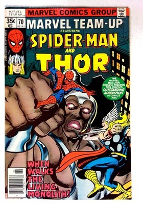 Marvel Team-Up #70 1978 Living Monolith-Villainous Clash Marvel VF