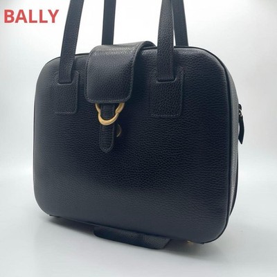 BALLY Shoulder bag Leather Black Authentic From Japan