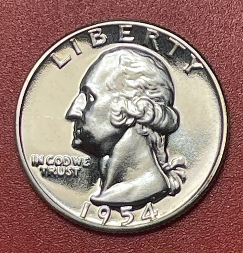 1954 P Silver Proof Washington Quarter, Gem Uncirculated.