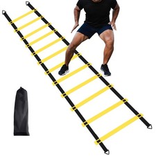 Steel Agility Ladder 12 Rungs Training Equipment with Carry Bag Yellow