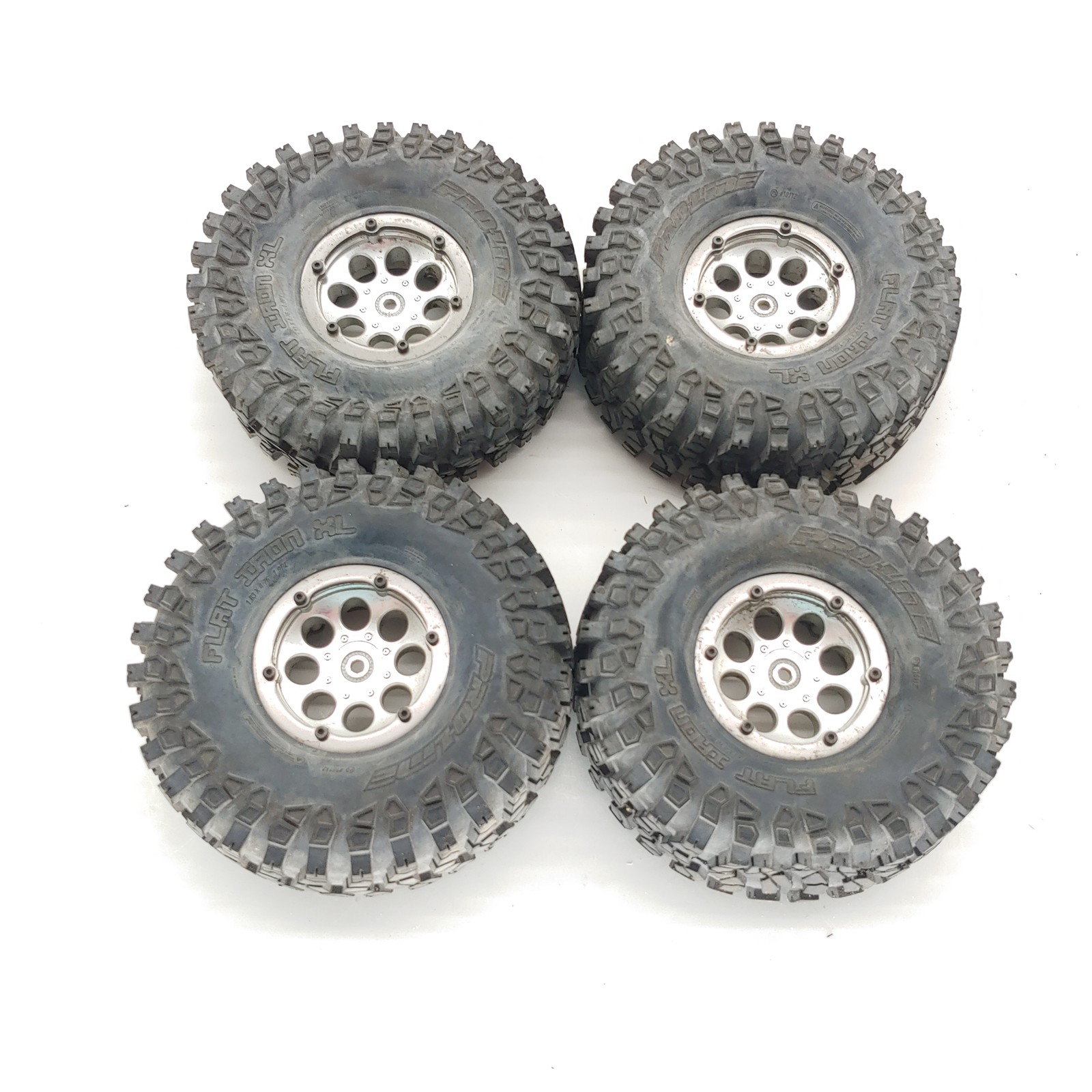 4x Proline Flat Iron XL 1.9" Crawler Tires on 12mm Hex Beadl