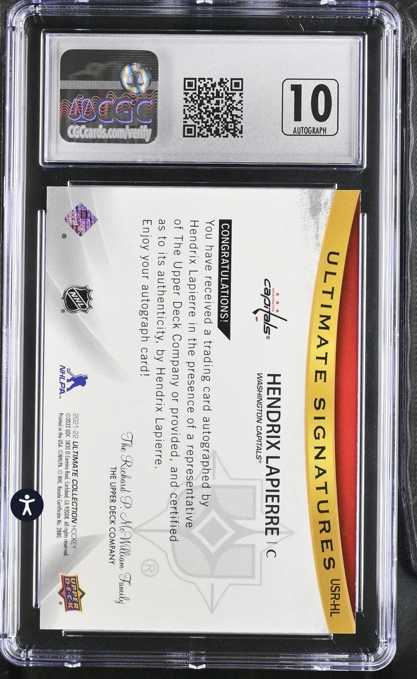 2021-22 Upper Deck Ultimate Collection - Hendrix Lapierre #172 AUTO RD GRADE 9🔥 - Image 2 of 3