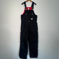 Carhartt Bib Overalls Mens 34x34 Black R38 Quilt Lined Duck Canvas Workwear Gorp