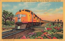 Vintage Linen Postcard Union Pacific Streamliner "City Of Los Angeles" 508 B
