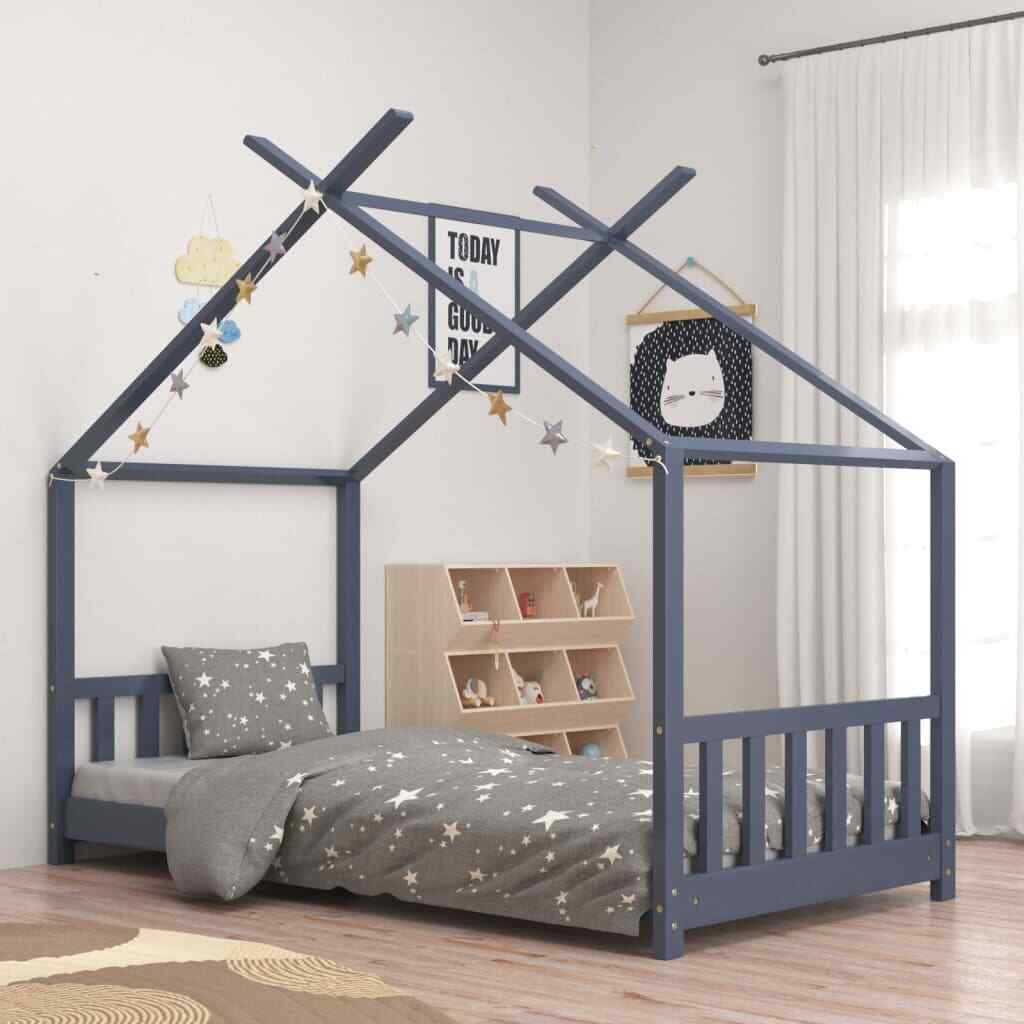 Letto a Casetta vidaXL 70x140 Grigio | Trasforma la Cameretta in Sogno