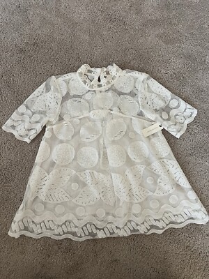 Anthropologie HD in Paris Cream Lace Lemon Lily Short Sleeve Blouse Size 0