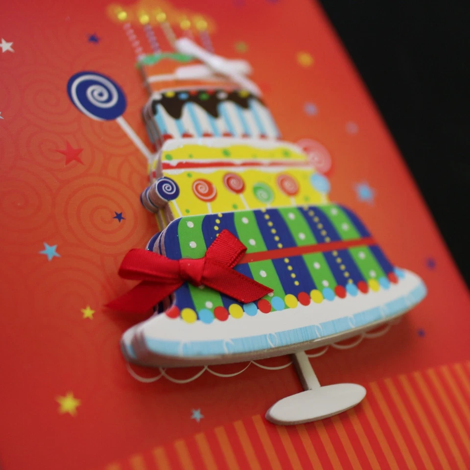 NEW - Lot of 4- Handmade 3D Terry Bear/Cake BIRTHDAY GREETING CARD+Envelopes NWT - Image 4 of 4