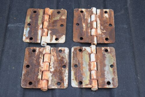 Hinges door antique vintage rustic 3 1/2" X 3 1/2" radius corners 1890"s - Picture 3 of 4