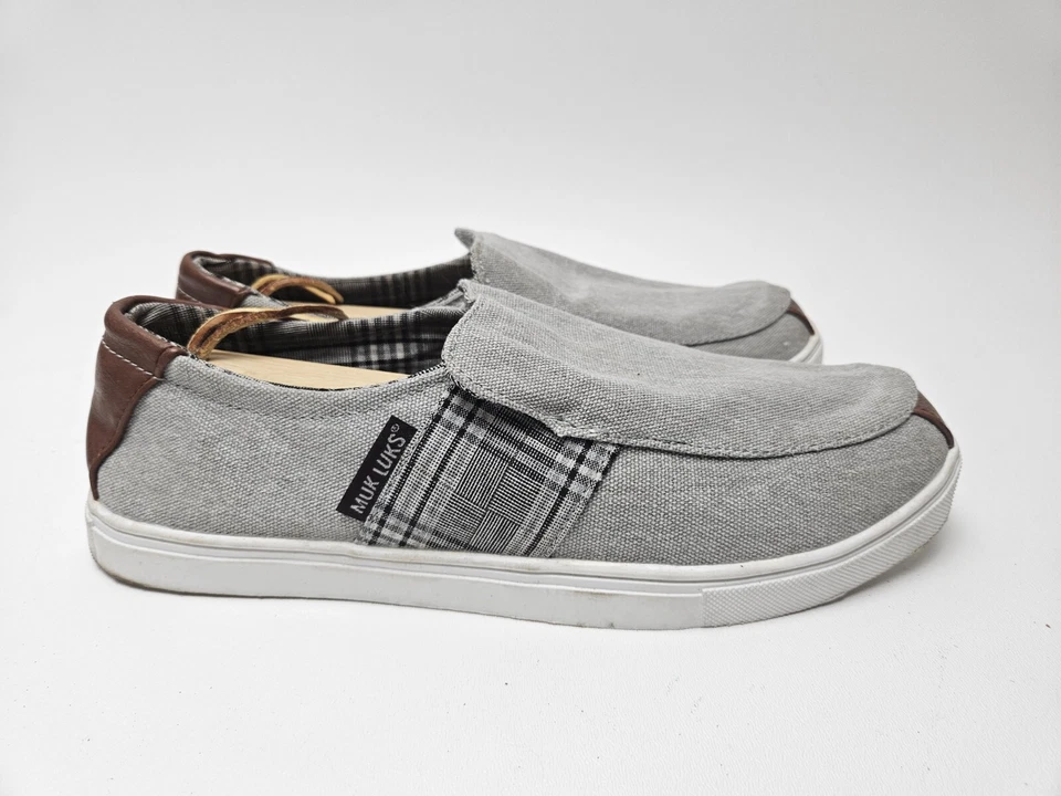 Zapatos informales sin cordones MUK LUKS para hombre grises y a cuadros (negro y grises) talla 11 Foto 2 de 4