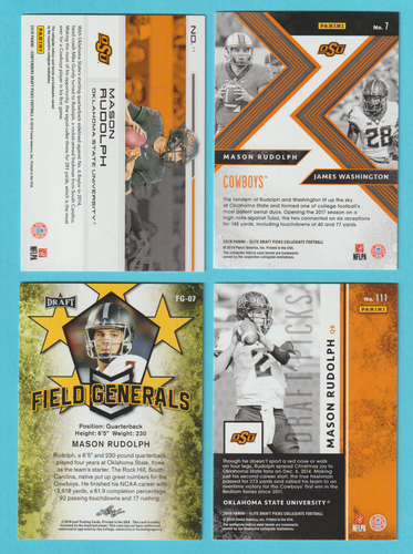 (4) card 2018 Mason Rudolph RC lot Leaf Panini Elite Contenders Oklahoma State - Picture 2 of 2