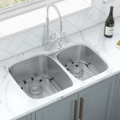 #ad #ad Ruvati 32 inch Undermount 60 40 Double Bowl 16Gauge Kitchen Sink RVM4310 $149.00