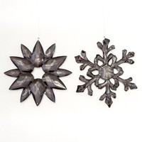Christbaumschmuck HäNger Schneeflocke 2Er Set Anthrazit Eiskristall Fensterdeko