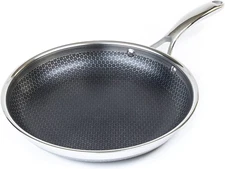 HexClad 10 Inch Hybrid Stainless Steel Frying Pan with Stay-Cool Handle - PFOA F