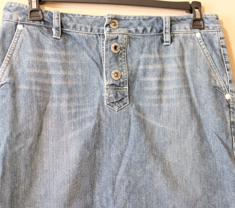 BCBG BCBGirls джинсовой ткани милый Snap Fly юбка размер 10 подходит 33 x 18,5 #p63-7 - Изображение 2 из 4