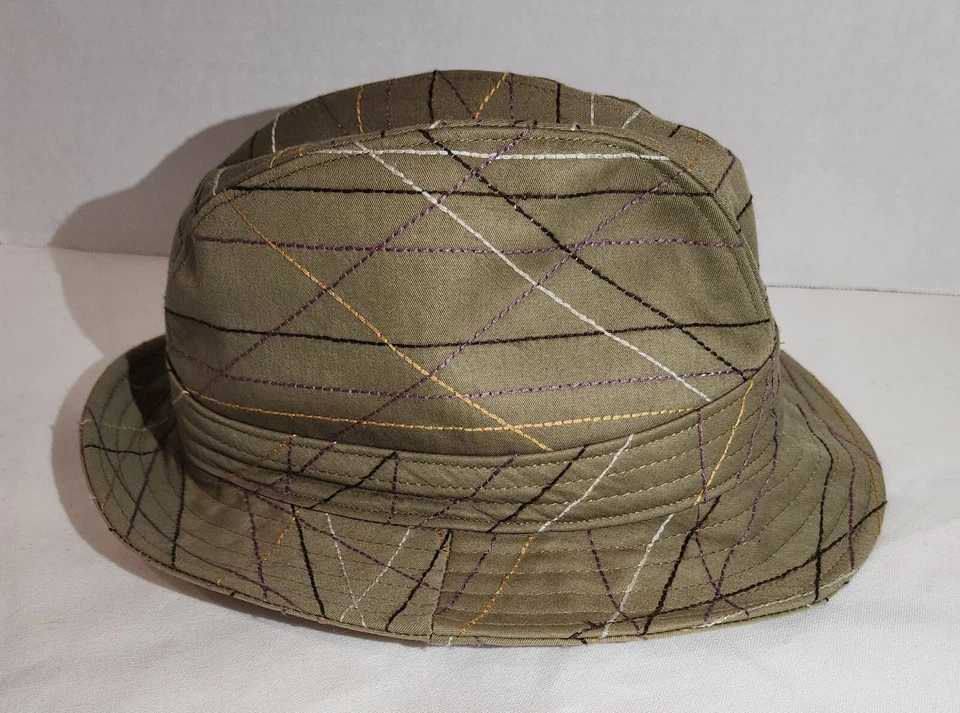 Kangol Fedora Cap Tan Size Small Hat Neon Check New Market Trilby By Kangol Blue - Image 2 of 4