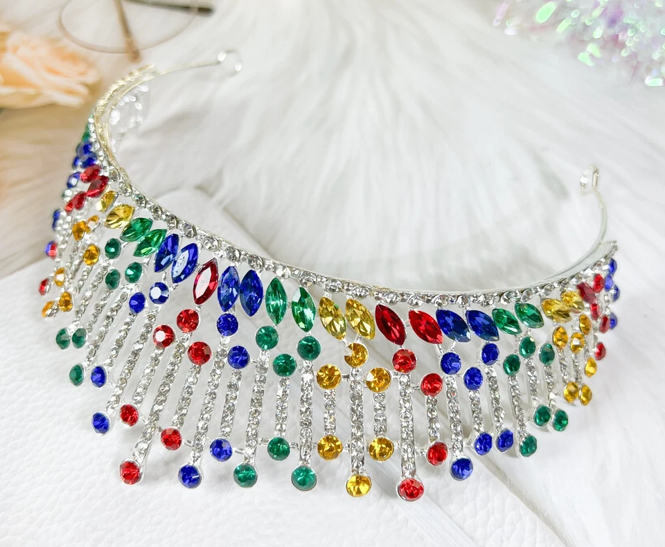 Tiara Arco Iris, Tocado LGBTQ, Corona Desfile del Orgullo, Tiara Reina Multicolor Foto 2 de 4