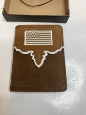 Justin Boot Company 203078W2 Front Pocket Wallet Genuine Leather w/Flag RFID