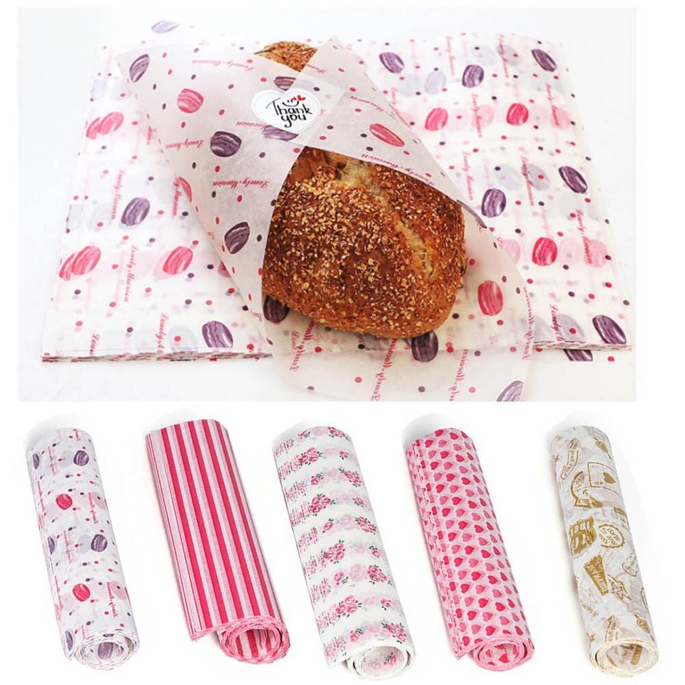 50Pcs Wax FoodGrade Baking Wrappers GreaseProof Sandwich Paper Bread