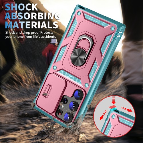 For Samsung S25 Ultra S24 FE S23 S22 Shockproof Stand Case Slide Camera Cover - Picture 70 of 98
