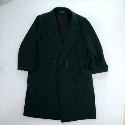 VTG Braefair Women's Wool Blend Long Winter Coat Size 16 Green 70's 80's USA
