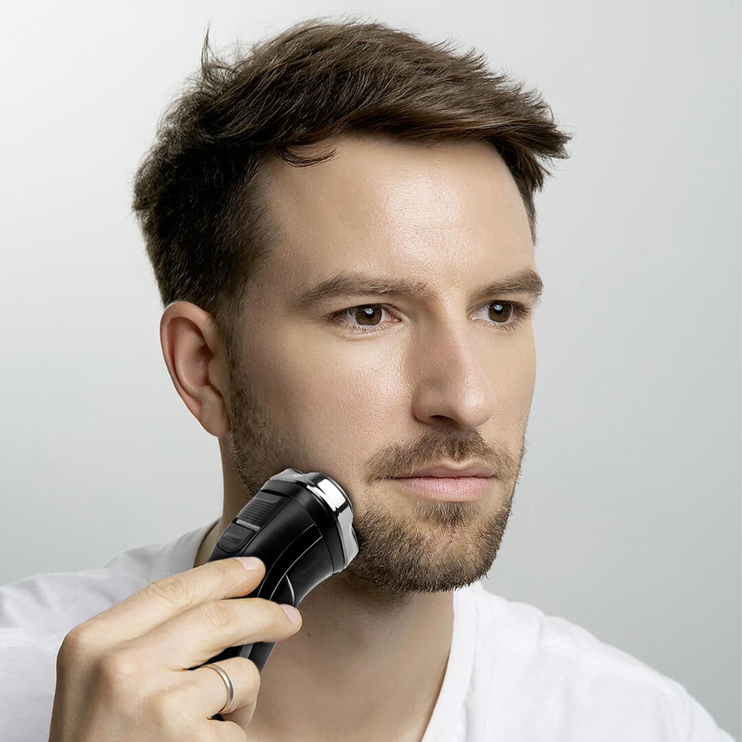 Men's Electric Shaver Rotary Razor Pop-Trimmer Waterproof Wet Dry Rechargeable