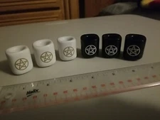 Quantity 6 Pentacle Ceramic Spell Candle Holders for 4" Mini Chime Candles
