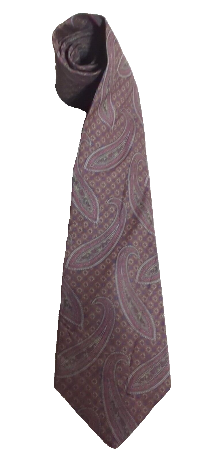 CORTA cravatta vintage Saville fila seta 3 5"x 56" paisley rosa marrone viola grigio