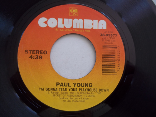 PAUL YOUNG I'm Gonna Tear Your Playhouse Down BROKEN Man 45 RPM 7" Record 85 PS - Picture 5 of 7