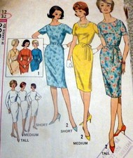 LOVELY VTG 1960s DRESS Sewing Pattern 12/32
