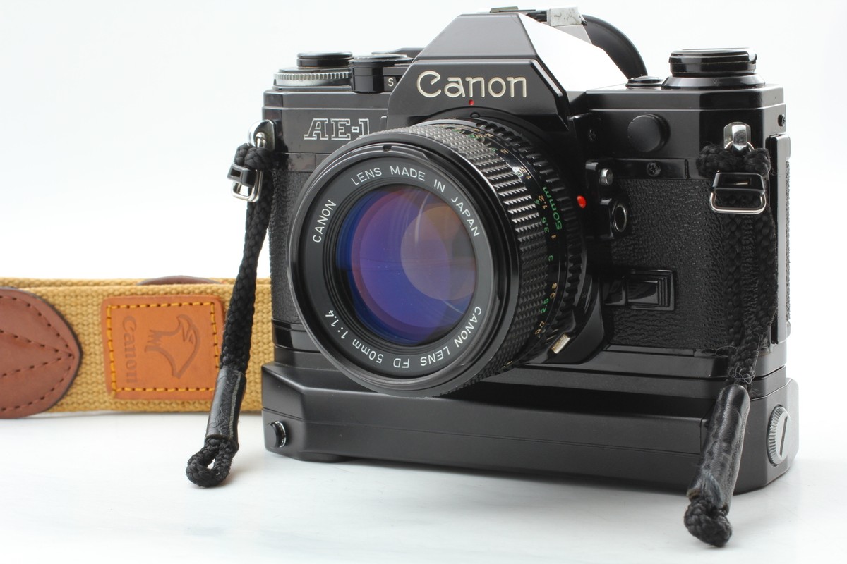 N MINT w/ Strap ] Canon AE-1 Black + New FD 50mm f1.4 Lens