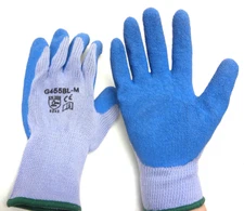 12 Pairs Med Grip Blue Safety Work Gloves Latex Rubber Coated Grip Cut Resistant