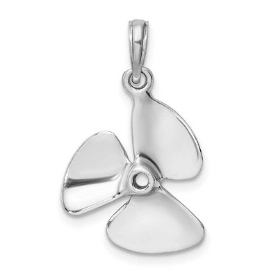 14k White Gold 3D Polished Three Blade Propeller Charm 0.7 x 1 in