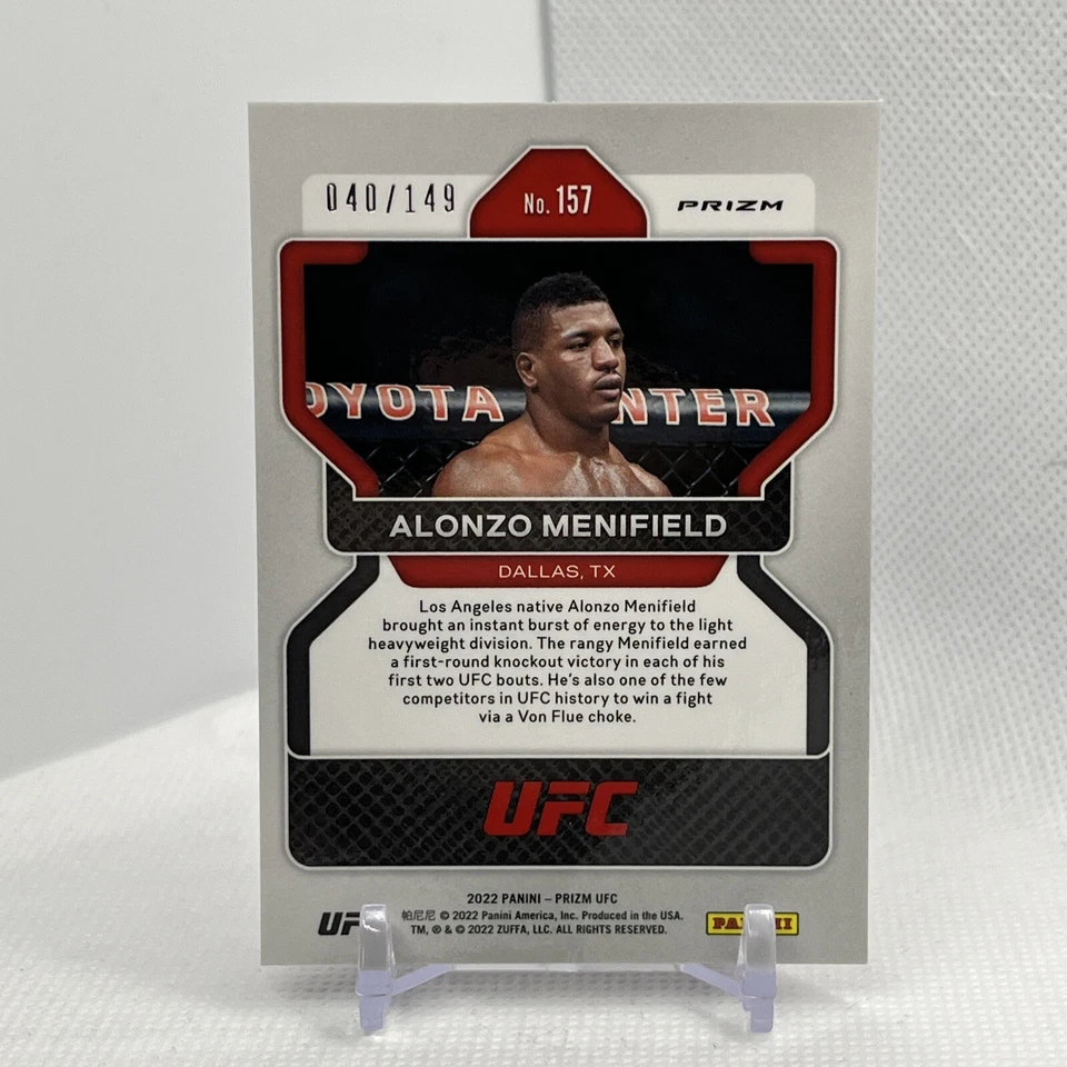 2022 Panini Prizm UFC Purple Prizm /149 Alonzo Menifield #157 Rookie RC - Image 4 of 4