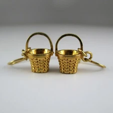 Gold Vermeil MEASURING BASKET Drop Earrings DANGLE Brown County STERLING SILVER