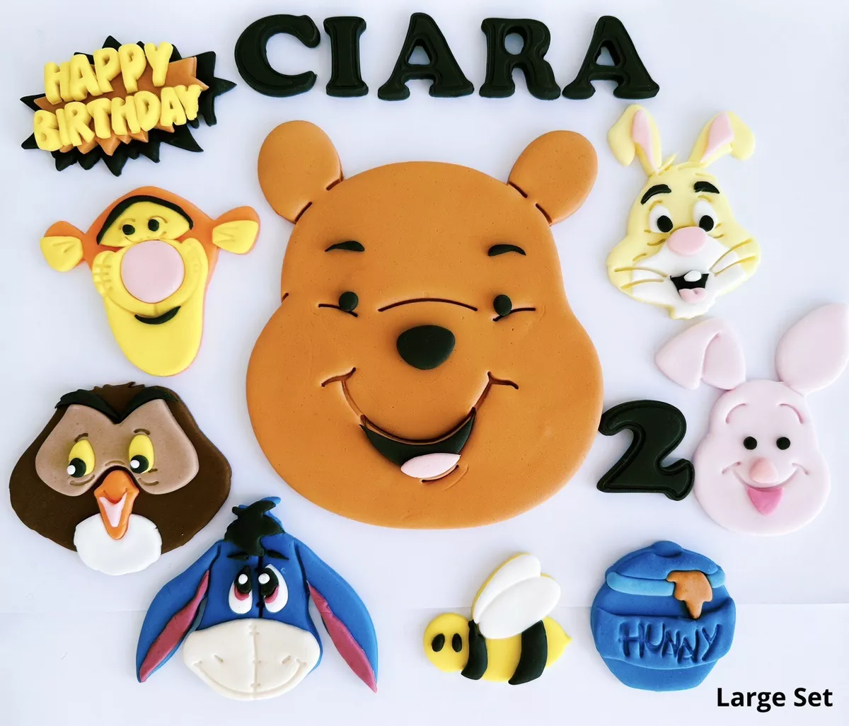 WINNIE THE POOH BIRTHDAY PERSONALISED EDIBLE CAKE TOPPER & CUPCAKE