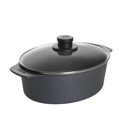 WOLL Gussbräter Diamond Lite grau oval Aluminium Schmiedeguss Backofenfest Induk