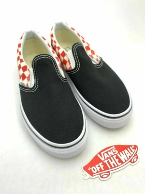 vans red and black checkerboard shoes