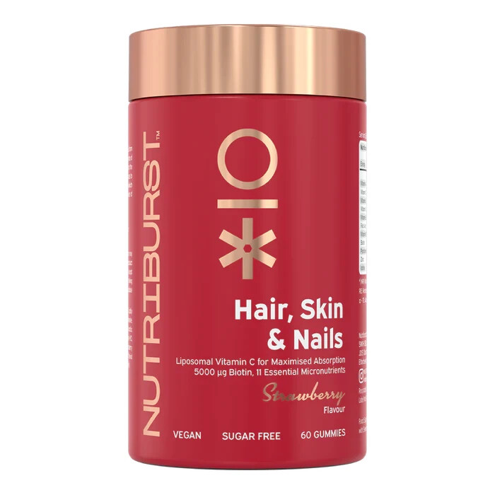 Nutriburst Hair, Skin & Nails Gummies - Biotin, Zinc & Folic Acid - 60 counts