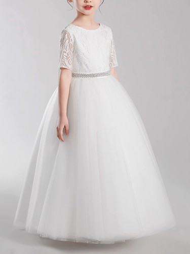 Pettigirl White Lace Tulle Dress For Girls Wedding First Communion Party Prom - Picture 3 of 5