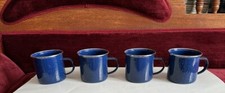 Set of 4 Blue Speckled Enamelware Mugs Coffee Cups RV Camping Metal Cups Mint 