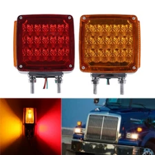 2Pcs Amber/Red 39LED Double Face Stud Mount Pedestal Fender Stop Turn Tail Light