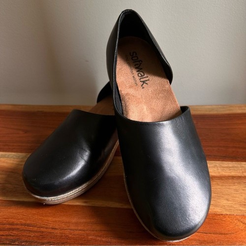 Softwalk Addie schwarze Leder D'Orsay Slipper Clogs Schuhe Damengröße 9,5 neu ohne Etikett - Bild 12 von 15