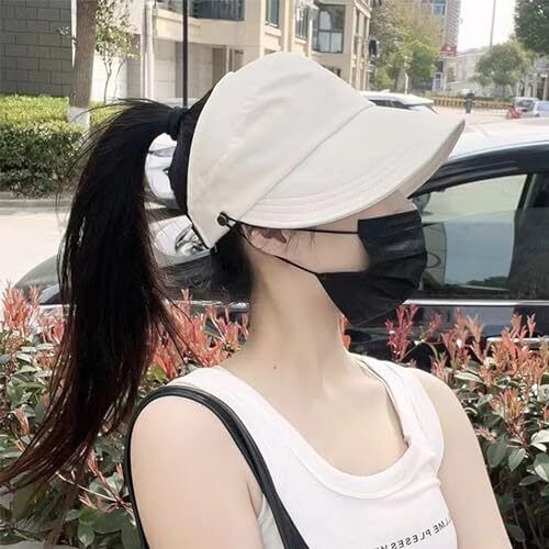 Women-Ponytail-Foldable-Sun-Hats Quick Dry Summer Beach Medium-Large Beige - Bild 2 von 7